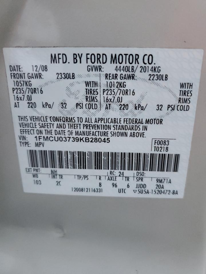 2009 Ford Escape Xlt VIN: 1FMCU03739KB28045 Lot: 80877274