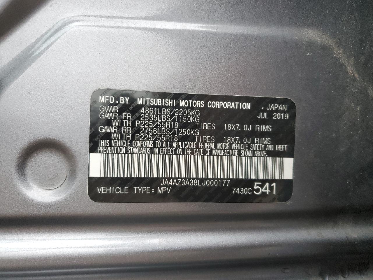 2020 Mitsubishi Outlander Se VIN: JA4AZ3A38LJ000177 Lot: 80361664