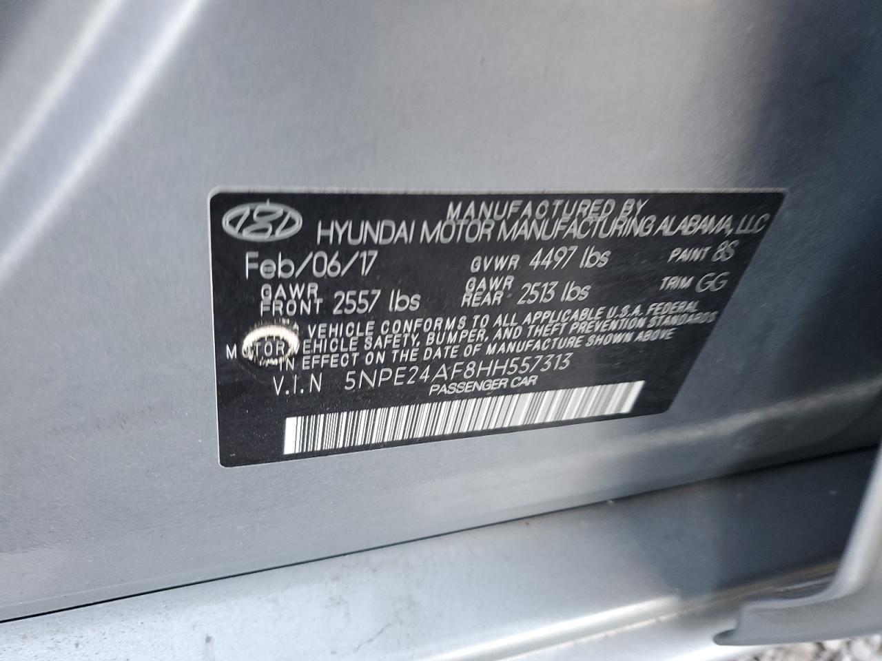 5NPE24AF8HH557313 2017 HYUNDAI SONATA - Image 12