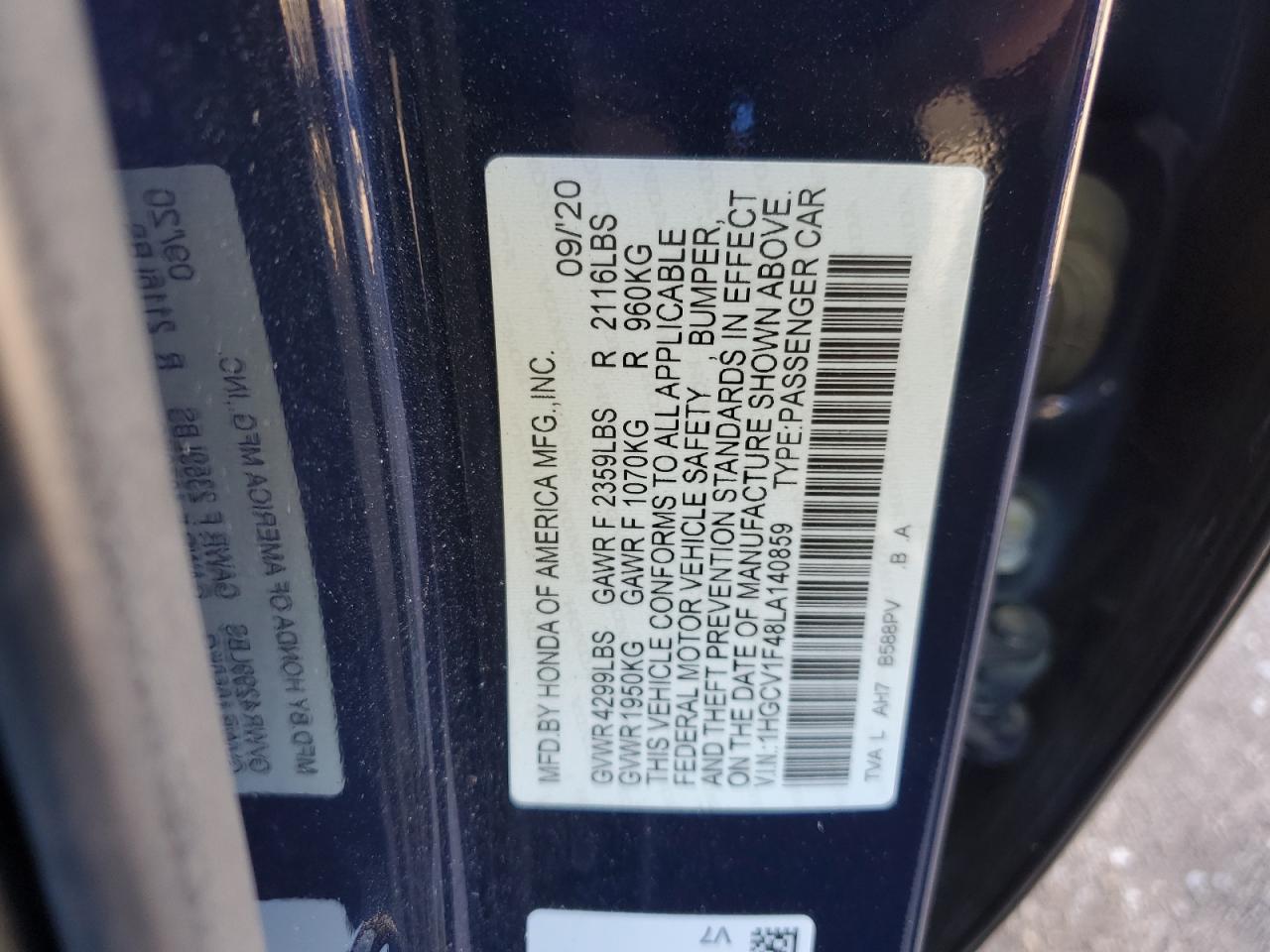 1HGCV1F48LA140859 2020 HONDA ACCORD - Image 12