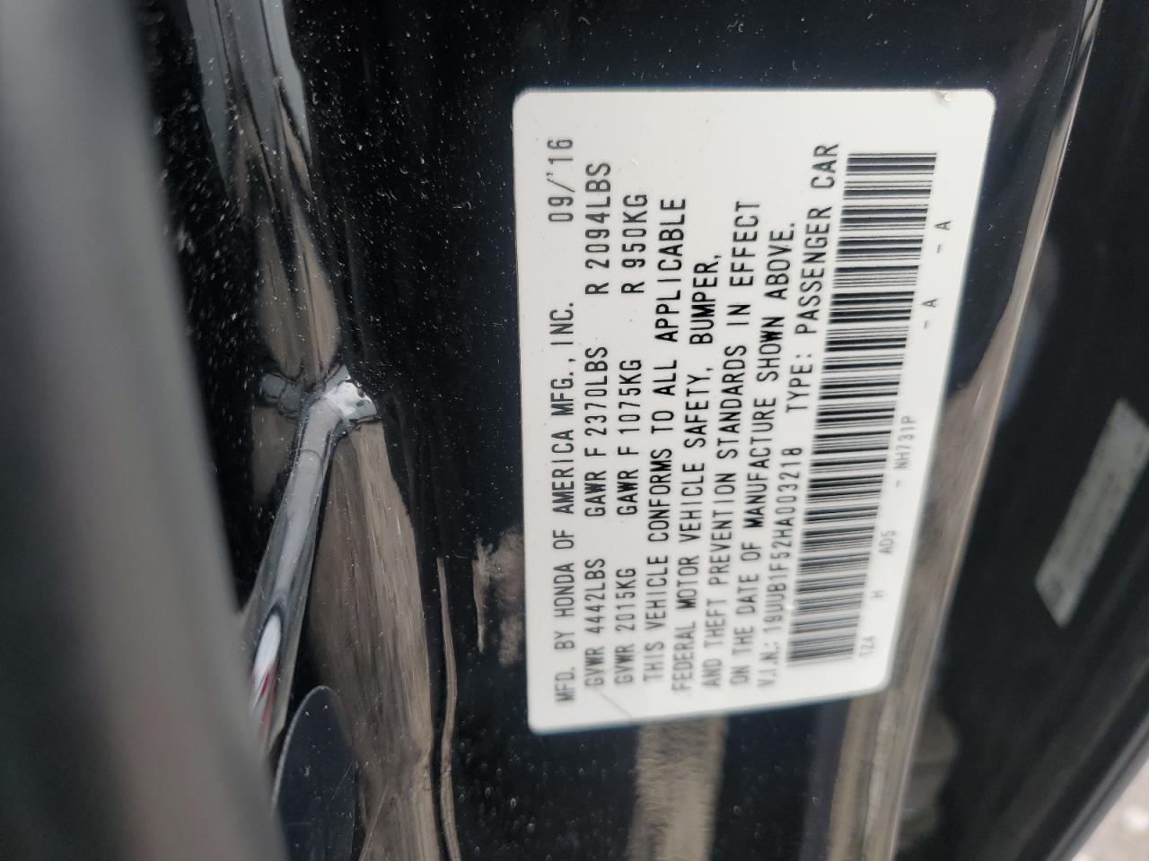 VIN 19UUB1F52HA003218 2017 ACURA TLX no.12