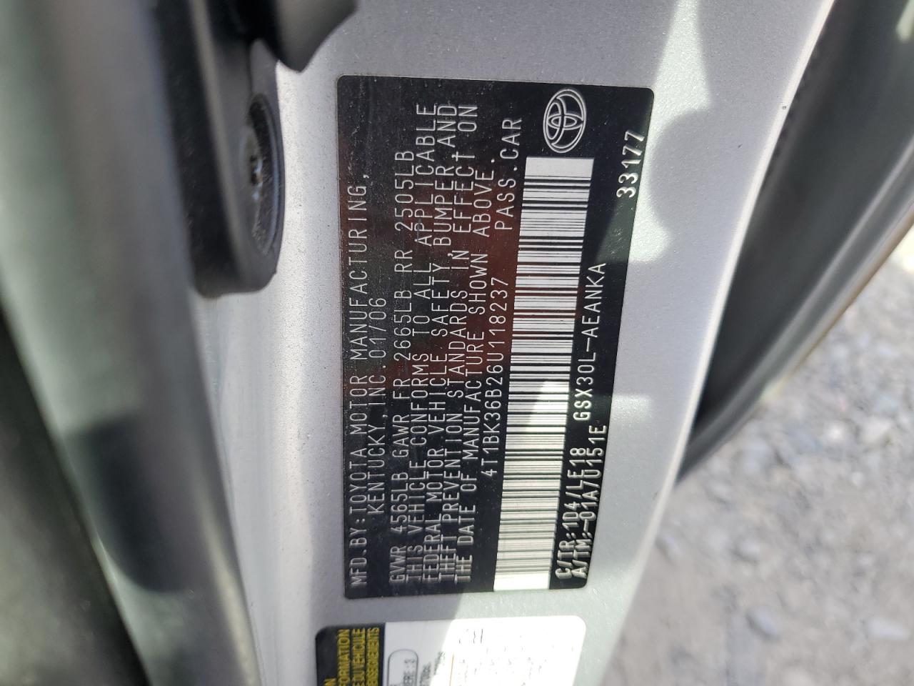 4T1BK36B26U118237 2006 Toyota Avalon Xl