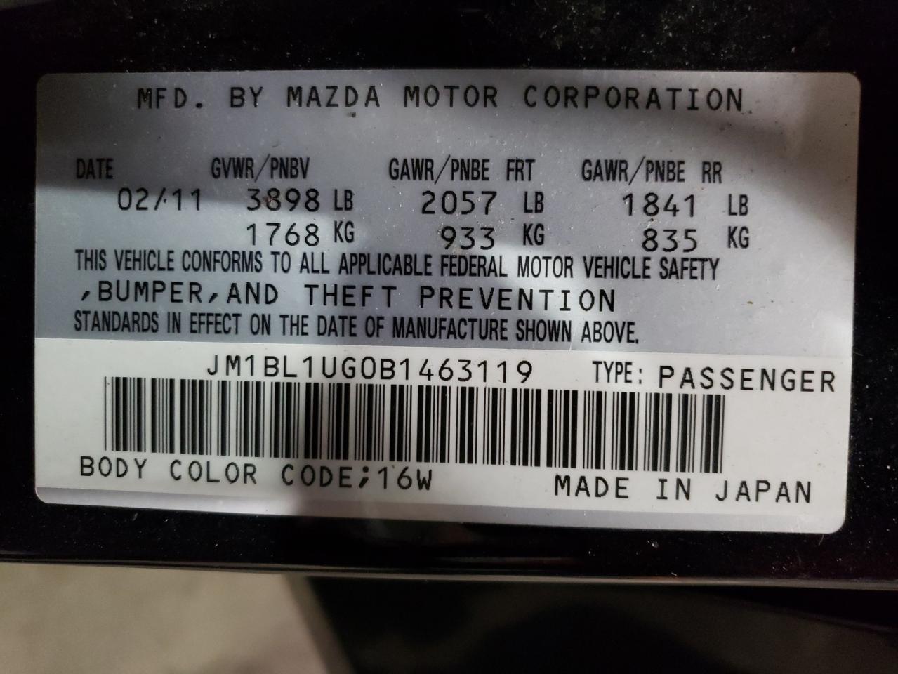 2011 Mazda 3 I VIN: JM1BL1UG0B1463119 Lot: 79401934