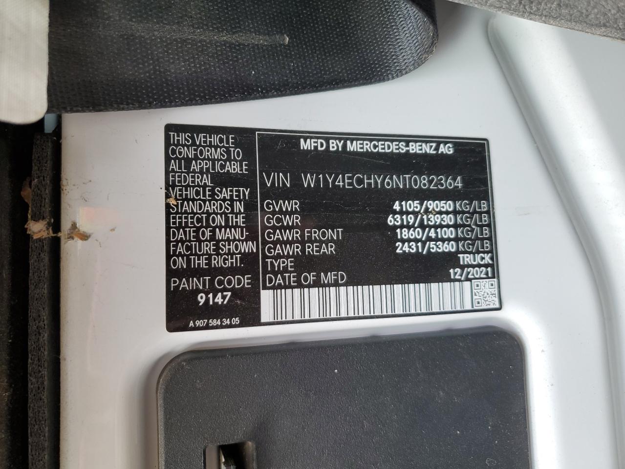 VIN W1Y4ECHY6NT082364 2022 MERCEDES-BENZ SPRINTER no.13