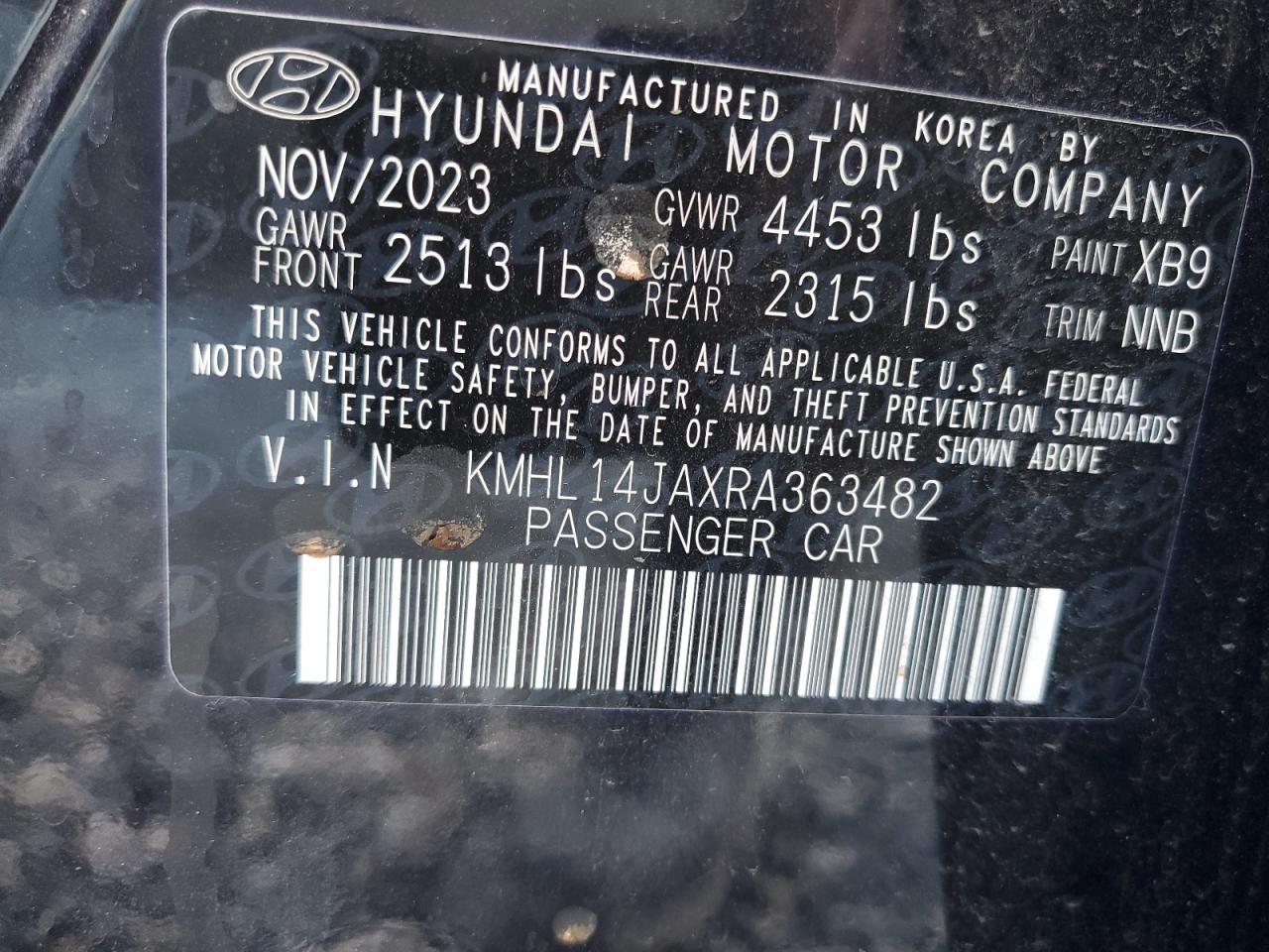 2024 Hyundai Sonata Sel VIN: KMHL14JAXRA363482 Lot: 80241384