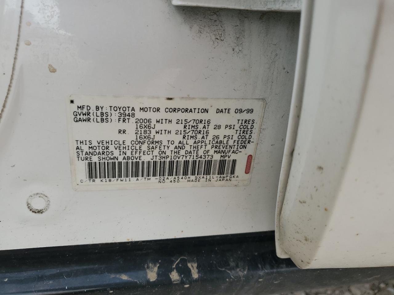 JT3HP10V7Y7154373 2000 Toyota Rav4