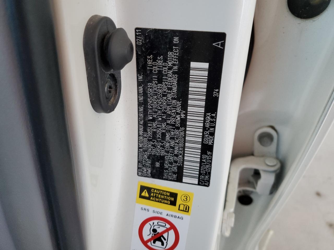 2011 Toyota Highlander Limited VIN: 5TDDK3EH1BS070876 Lot: 82493954