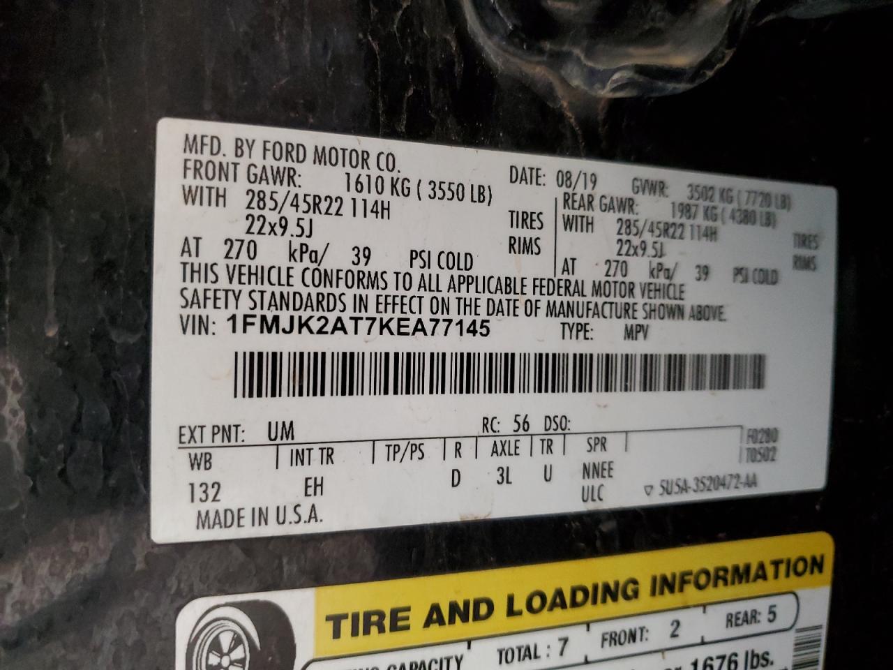 VIN 1FMJK2AT7KEA77145 2019 FORD EXPEDITION no.13