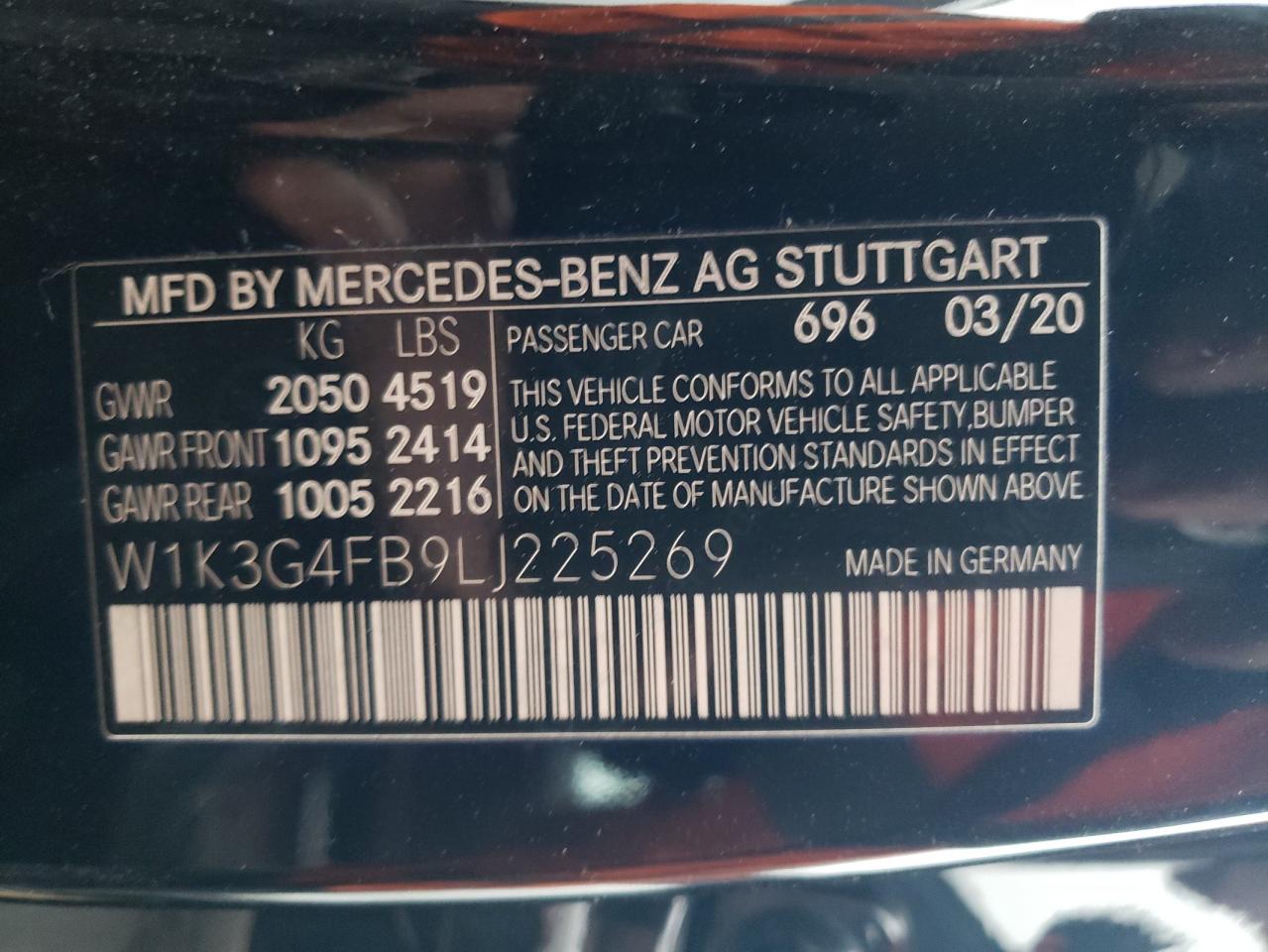 2020 Mercedes-Benz A 220 4Matic VIN: W1K3G4FB9LJ225269 Lot: 82849544
