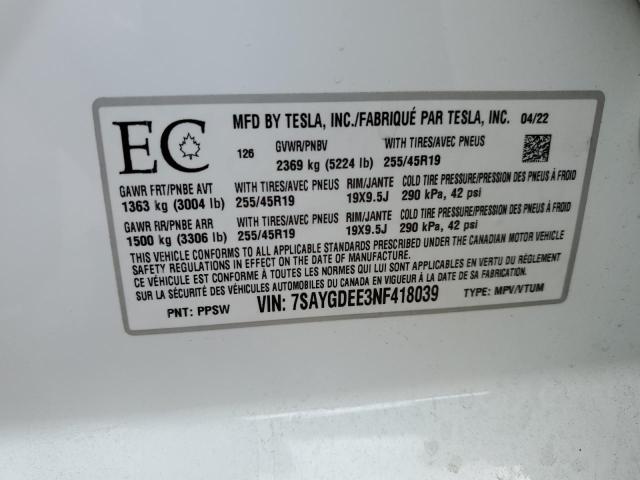 2022 TESLA MODEL Y 