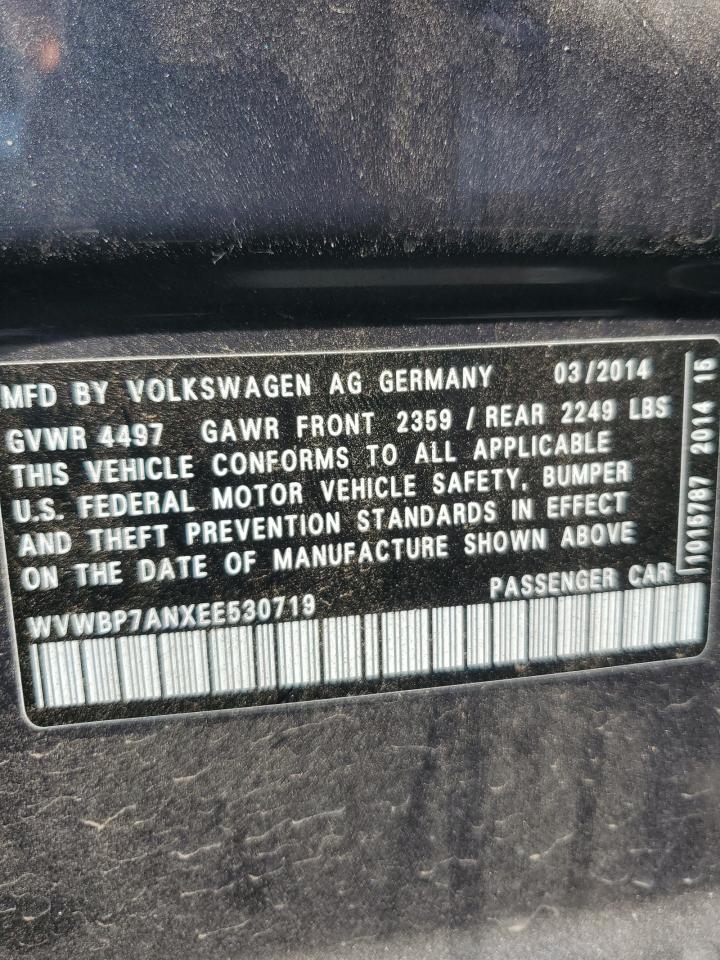 2014 Volkswagen Cc Sport VIN: WVWBP7ANXEE530719 Lot: 81124554