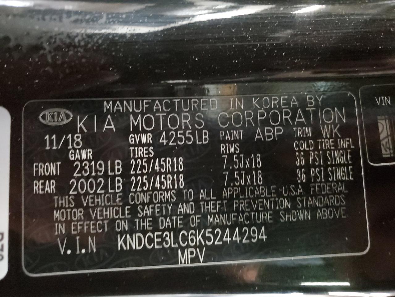 VIN KNDCE3LC6K5244294 2019 KIA NIRO no.14