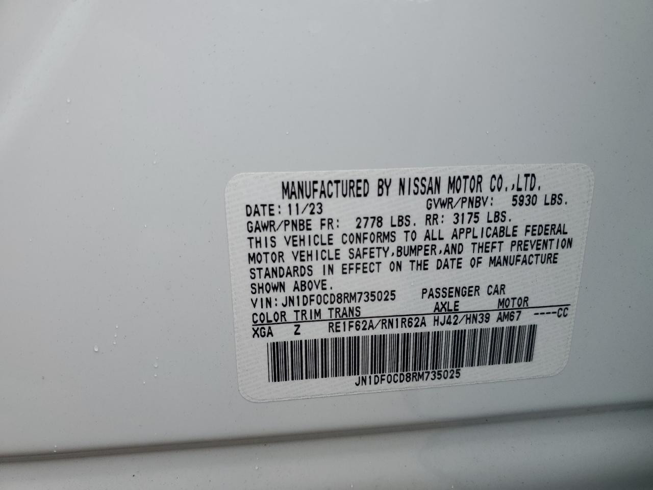 VIN JN1DF0CD8RM735025 2024 NISSAN ARIYA PLAT no.14