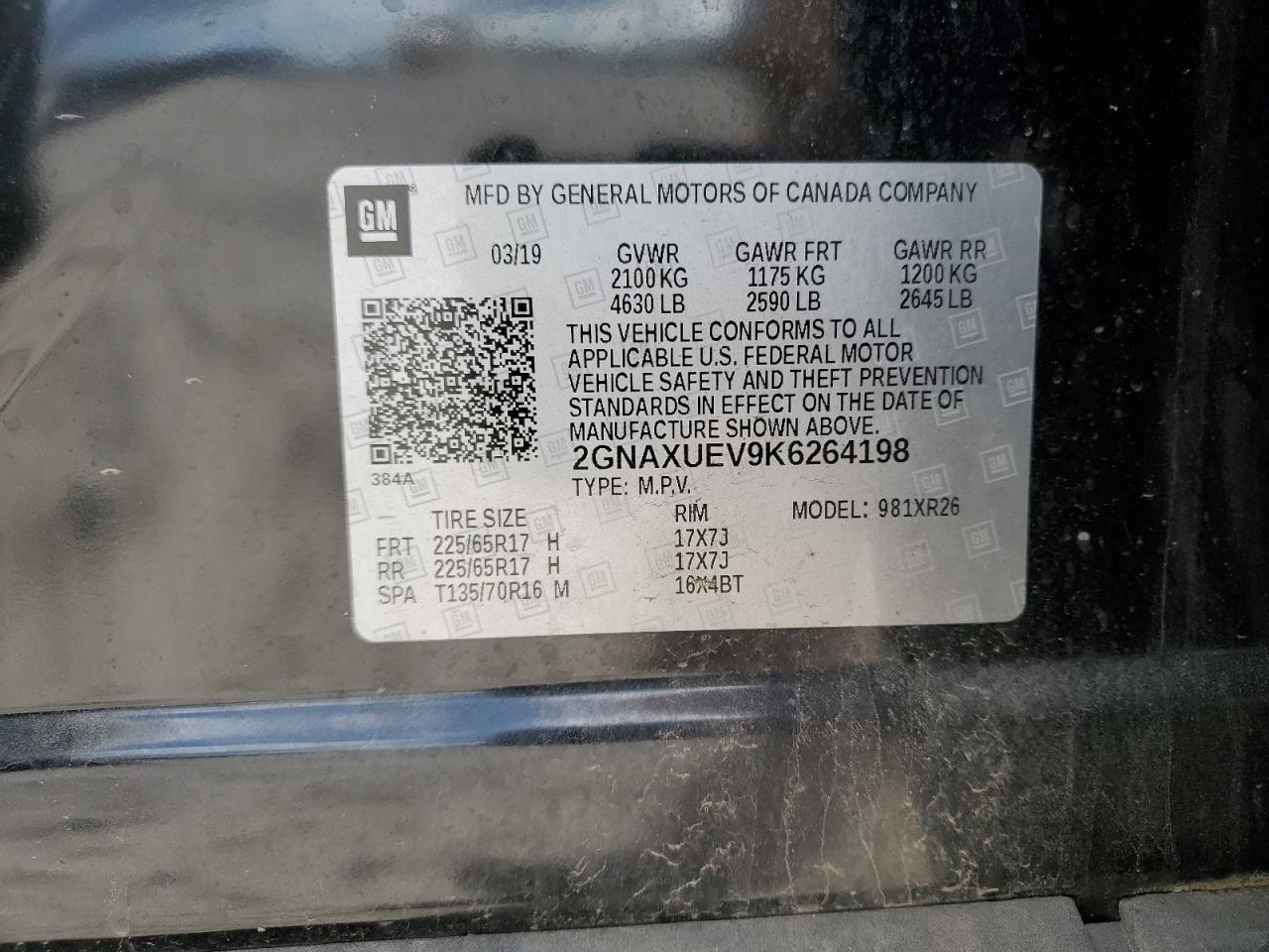 VIN 2GNAXUEV9K6264198 2019 CHEVROLET EQUINOX no.13