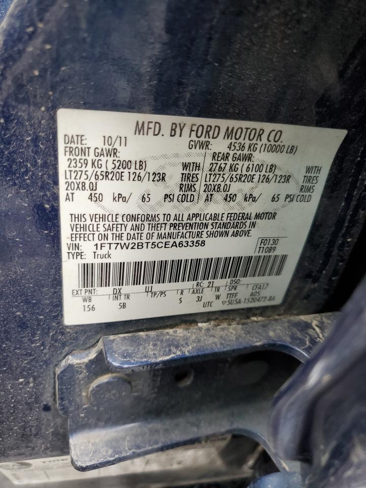 2012 Ford F250 Super Duty VIN: 1FT7W2BT5CEA63358 Lot: 80248594