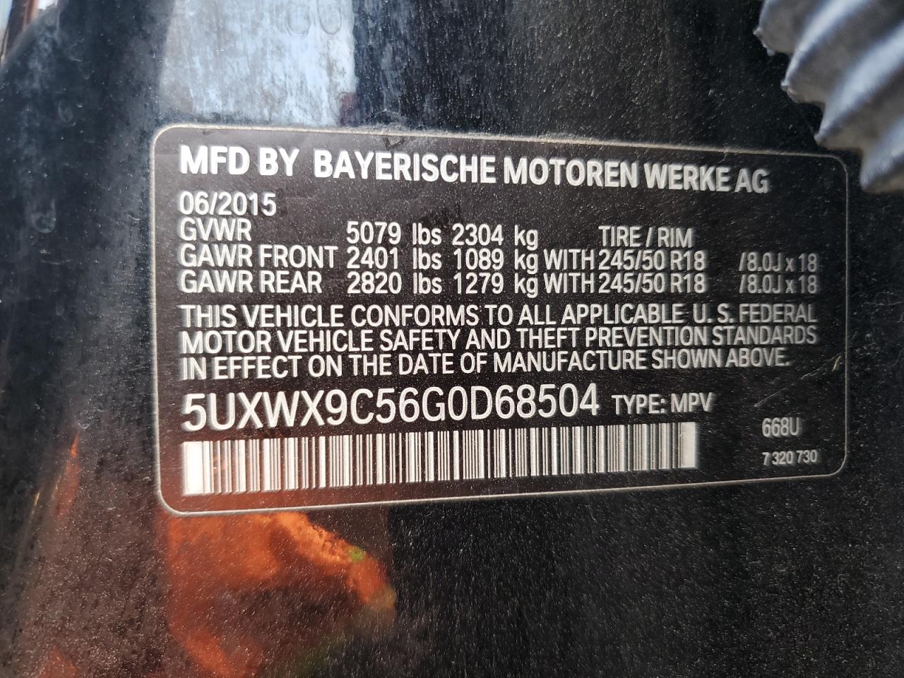 5UXWX9C56G0D68504 2016 BMW X3 xDrive28I