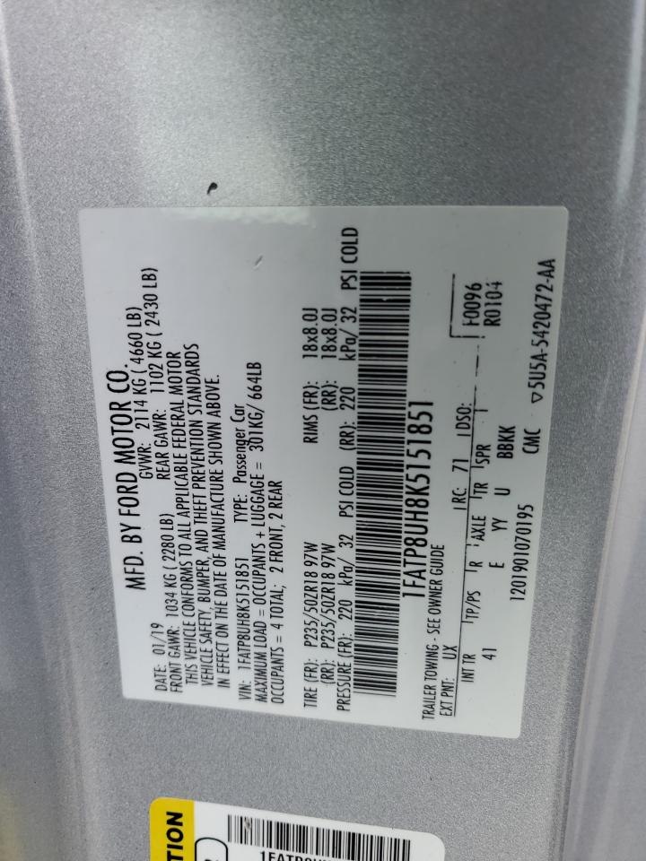 2019 Ford Mustang VIN: 1FATP8UH8K5151851 Lot: 79865264