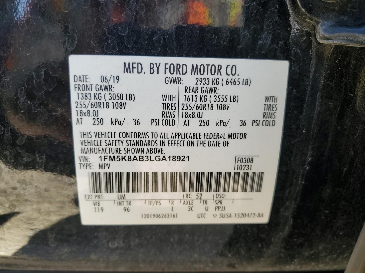 VIN 1FM5K8AB3LGA18921 2020 FORD EXPLORER no.14