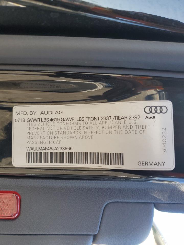 2018 Audi A4 Premium Plus VIN: WAULMAF49JA233966 Lot: 81385834