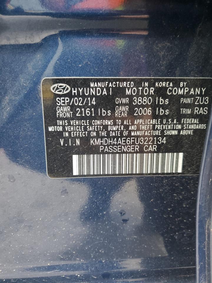 2015 Hyundai Elantra Se VIN: KMHDH4AE6FU322134 Lot: 81386274