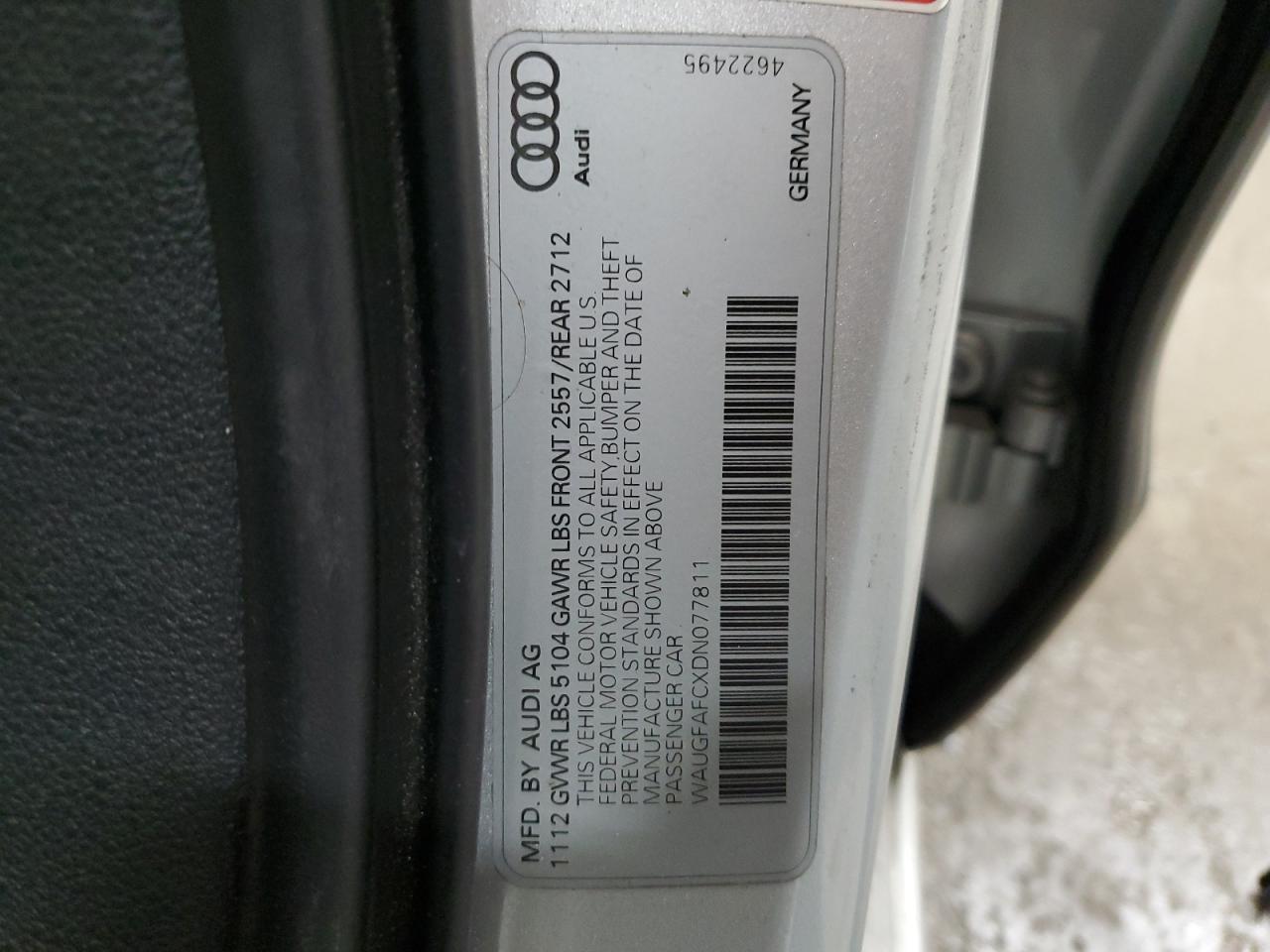 2013 Audi A6 Premium Plus VIN: WAUGFAFCXDN077811 Lot: 80328484