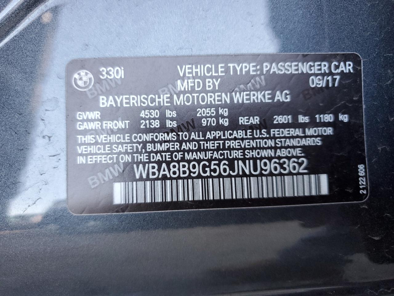 VIN WBA8B9G56JNU96362 2018 BMW 3 SERIES no.12