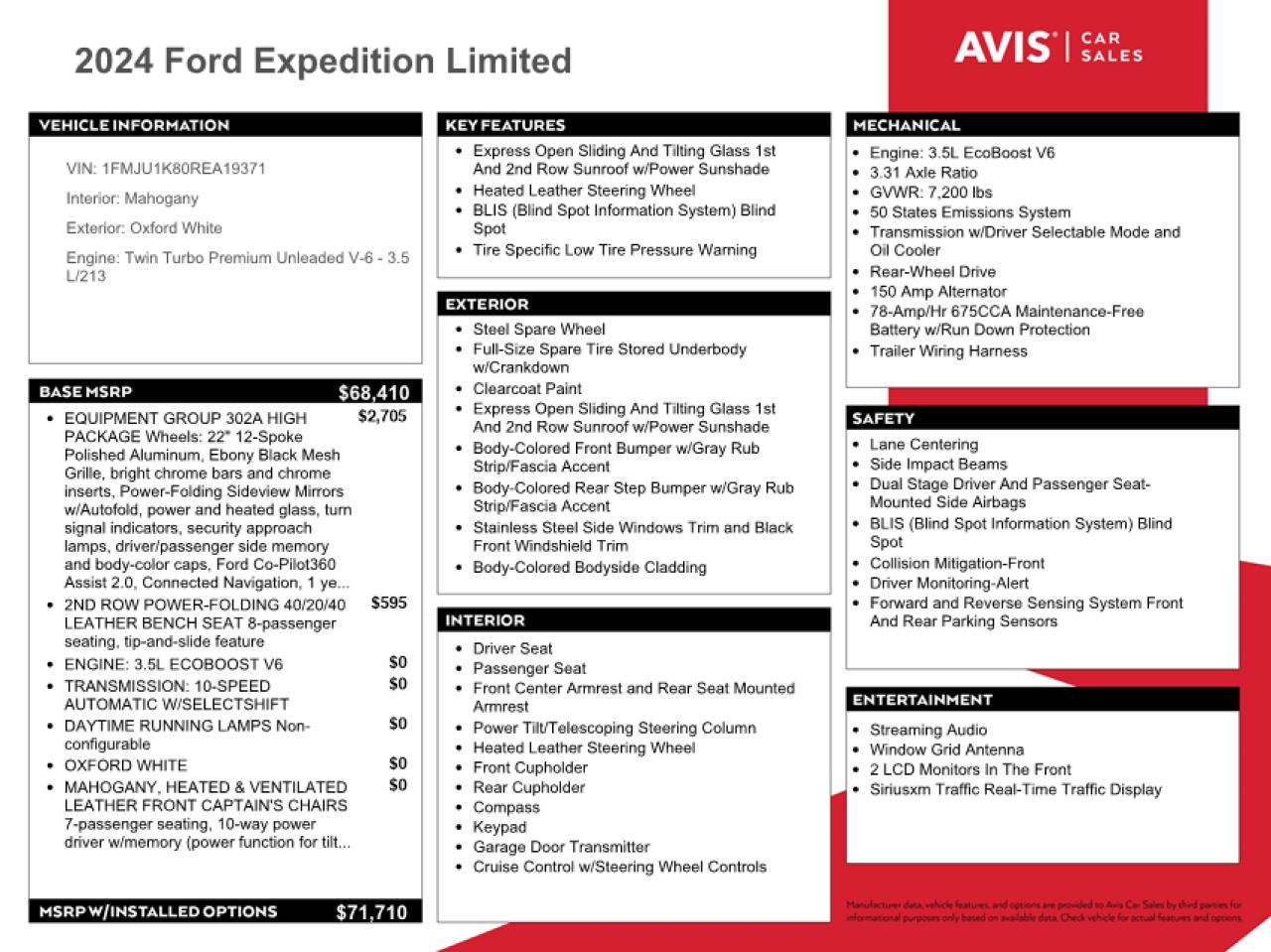 2024 Ford Expedition Limited VIN: 1FMJU1K80REA19371 Lot: 79640054