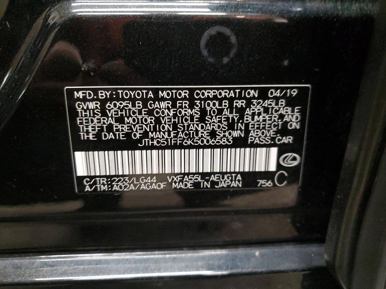 JTHC51FF6K5006583 2019 LEXUS LS - Image 13