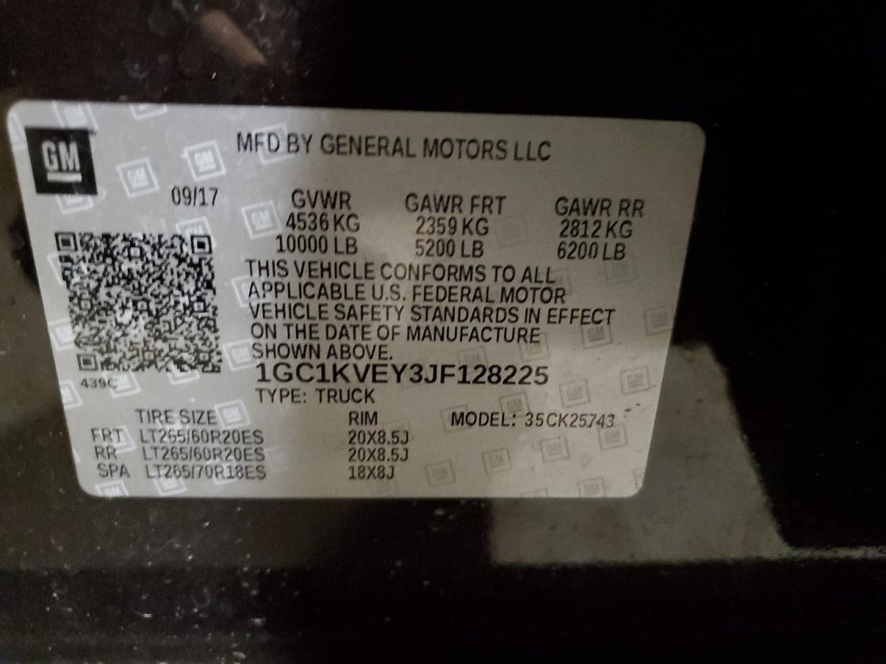 VIN 1GC1KVEY3JF128225 2018 CHEVROLET ALL Models no.12