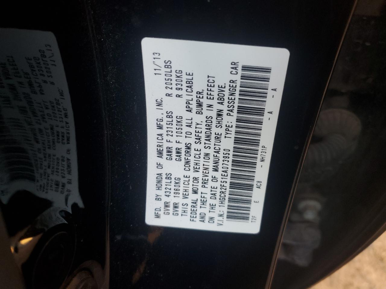 VIN 1HGCR2F51EA073950 2014 HONDA ACCORD no.13