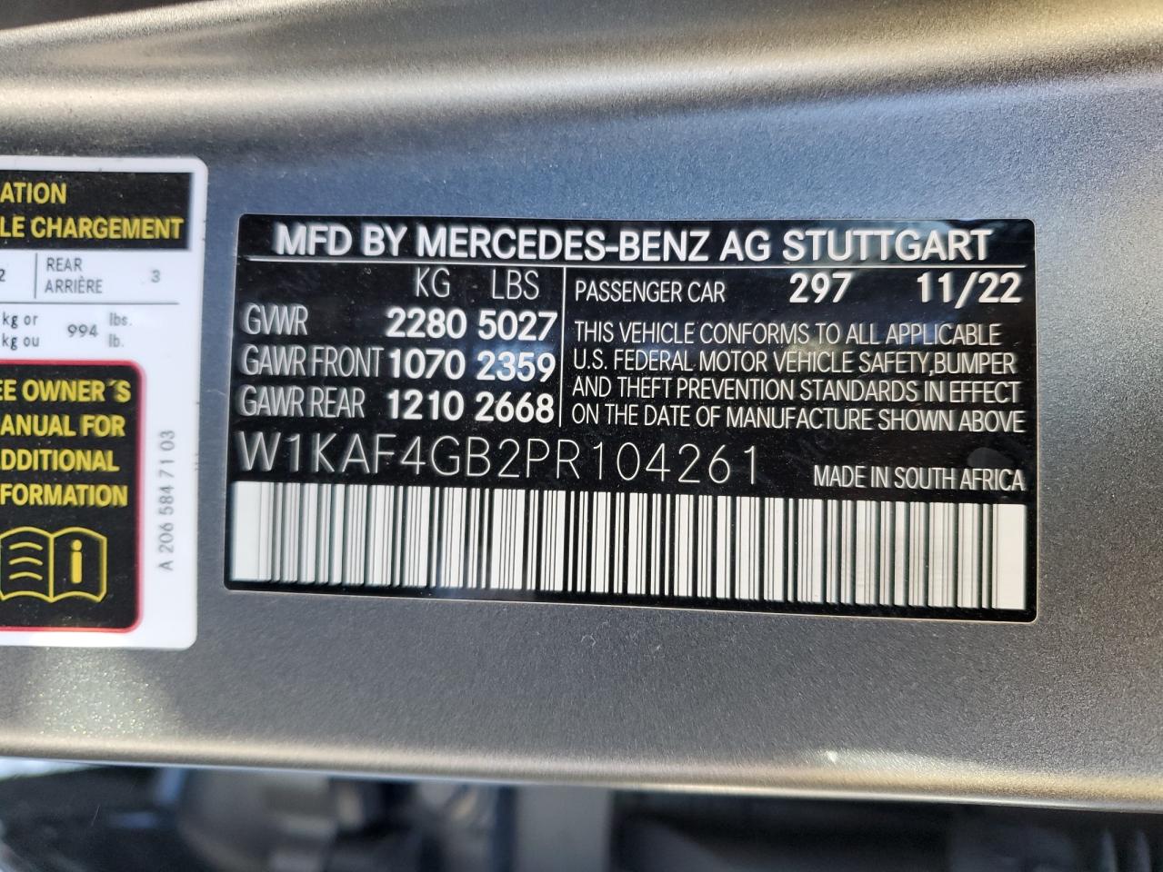 VIN W1KAF4GB2PR104261 2023 MERCEDES-BENZ C-CLASS no.13