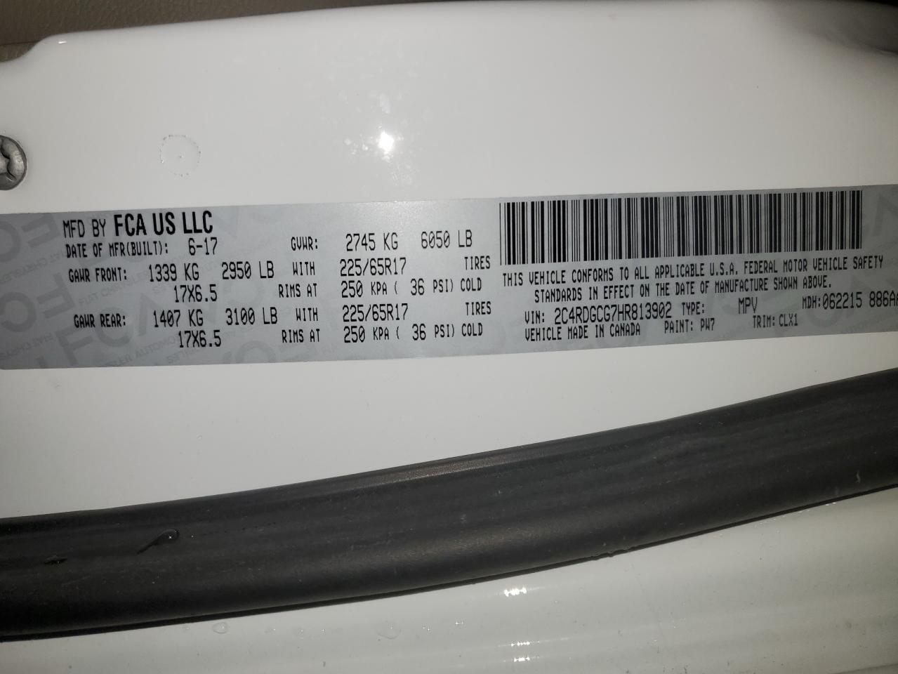 2017 Dodge Grand Caravan Sxt VIN: 2C4RDGCG7HR813902 Lot: 82051654