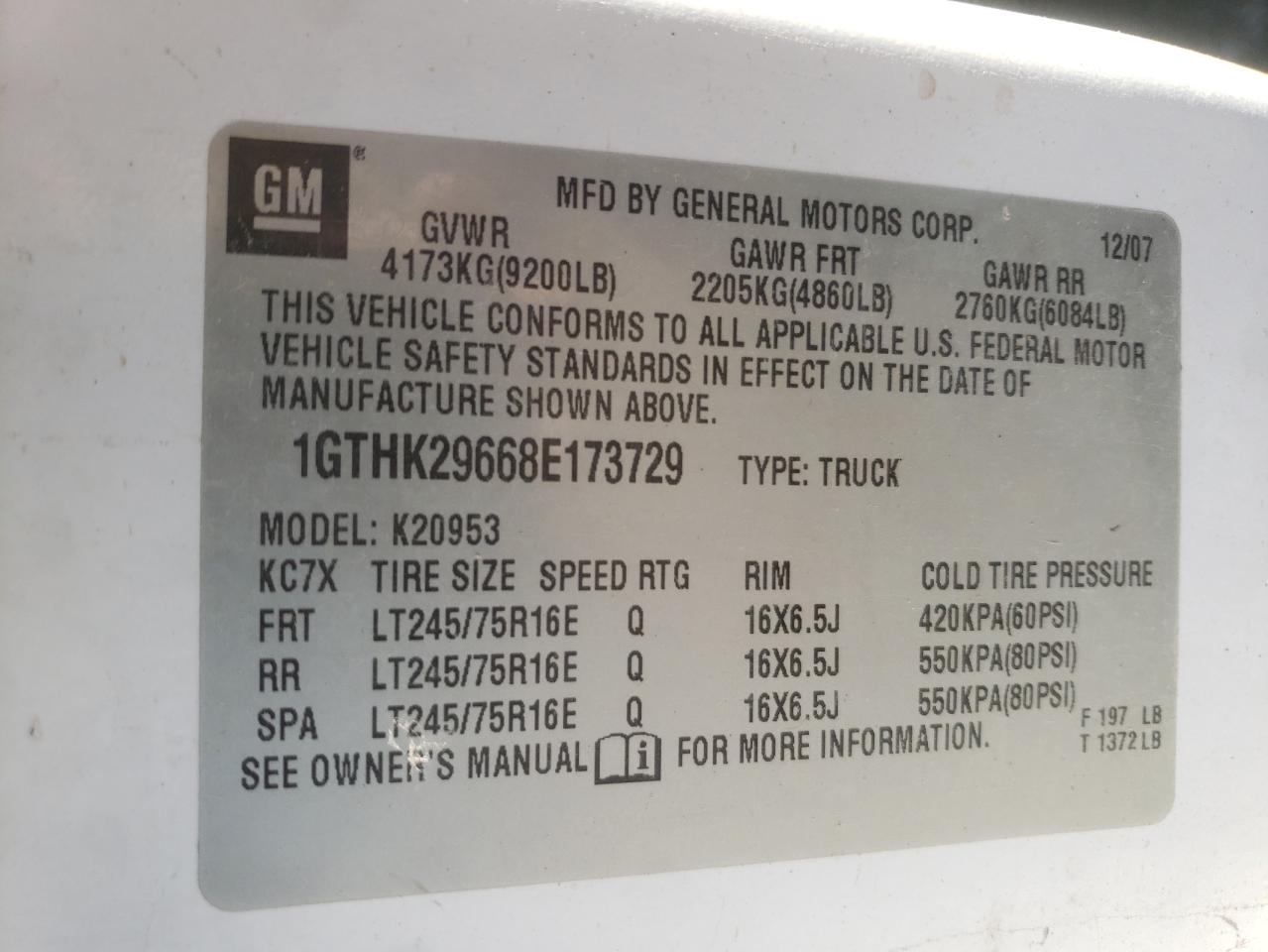 2008 GMC Sierra K2500 Heavy Duty VIN: 1GTHK29668E173729 Lot: 77469054