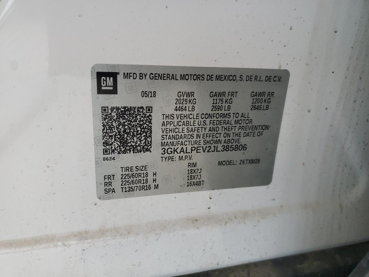 2018 GMC Terrain Slt VIN: 3GKALPEV2JL385806 Lot: 80527314