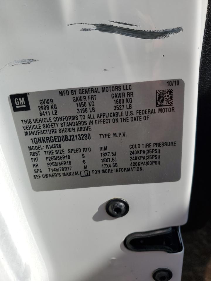 2011 Chevrolet Traverse Lt VIN: 1GNKRGED0BJ213280 Lot: 81328064