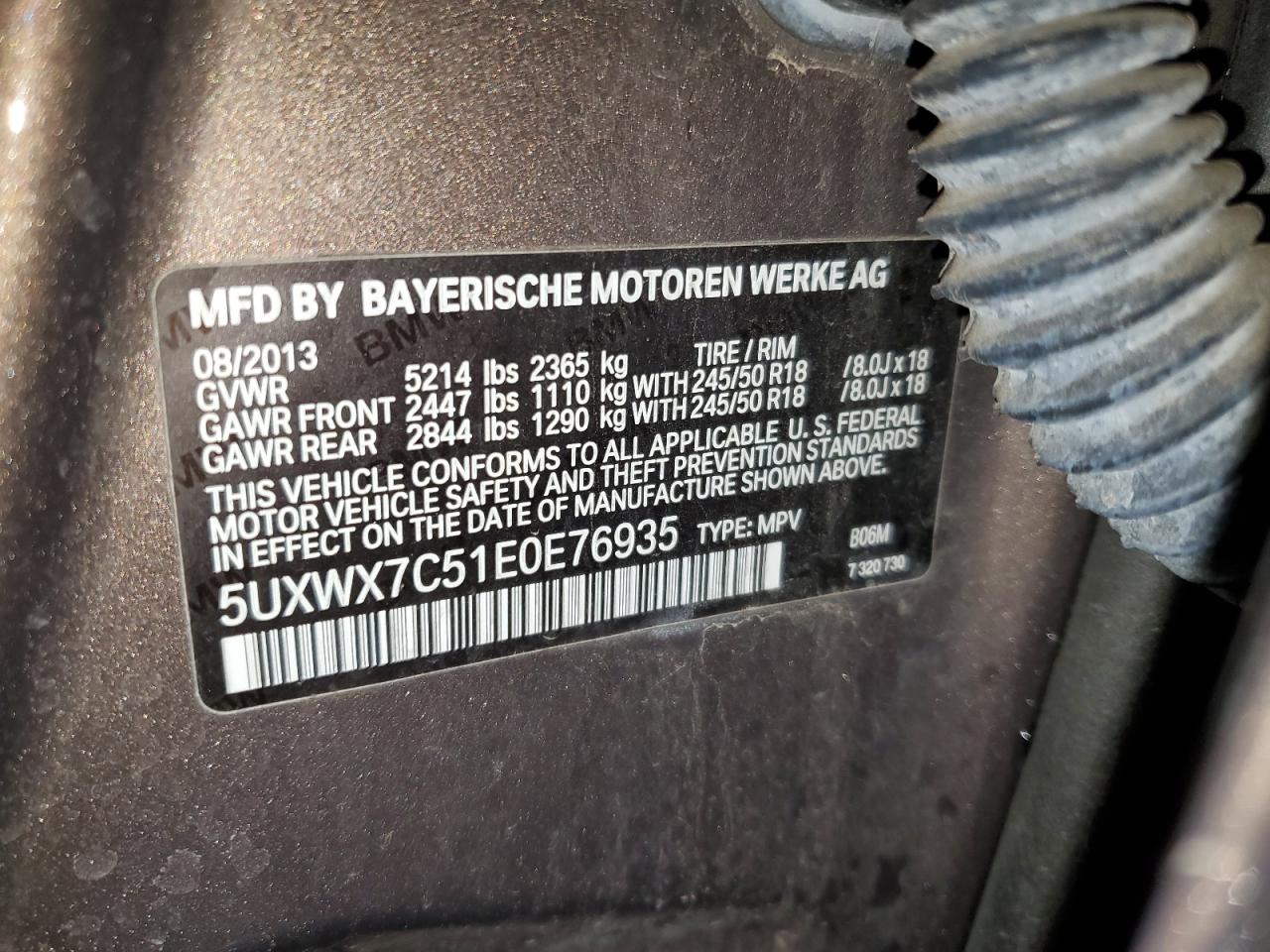 VIN 5UXWX7C51E0E76935 2014 BMW X3 no.13