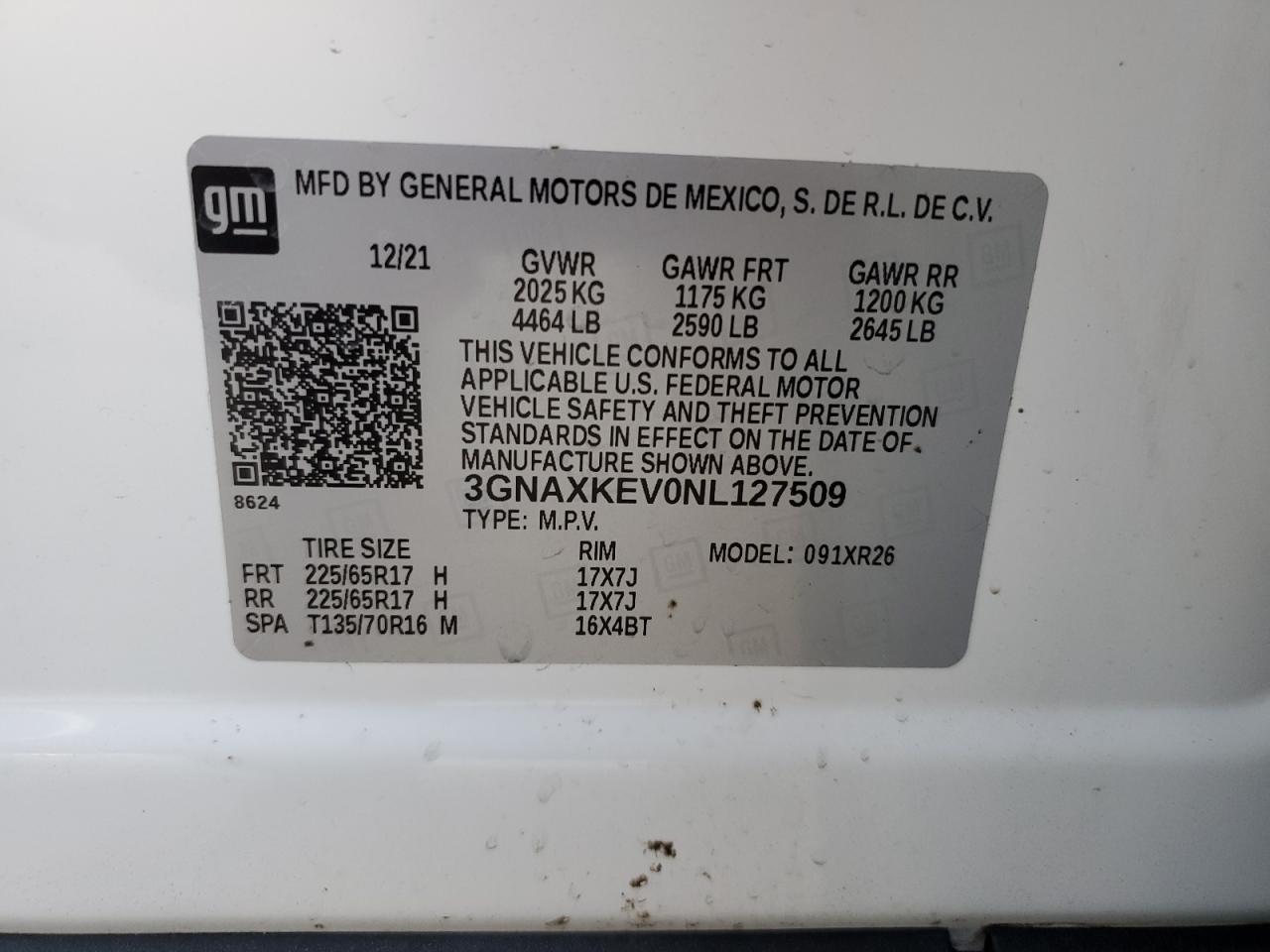 VIN 3GNAXKEV0NL127509 2022 CHEVROLET EQUINOX no.13