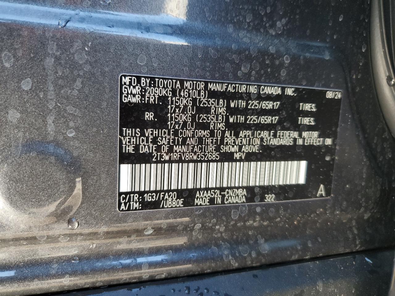 VIN 2T3W1RFV8RW352685 2024 TOYOTA RAV4 no.14