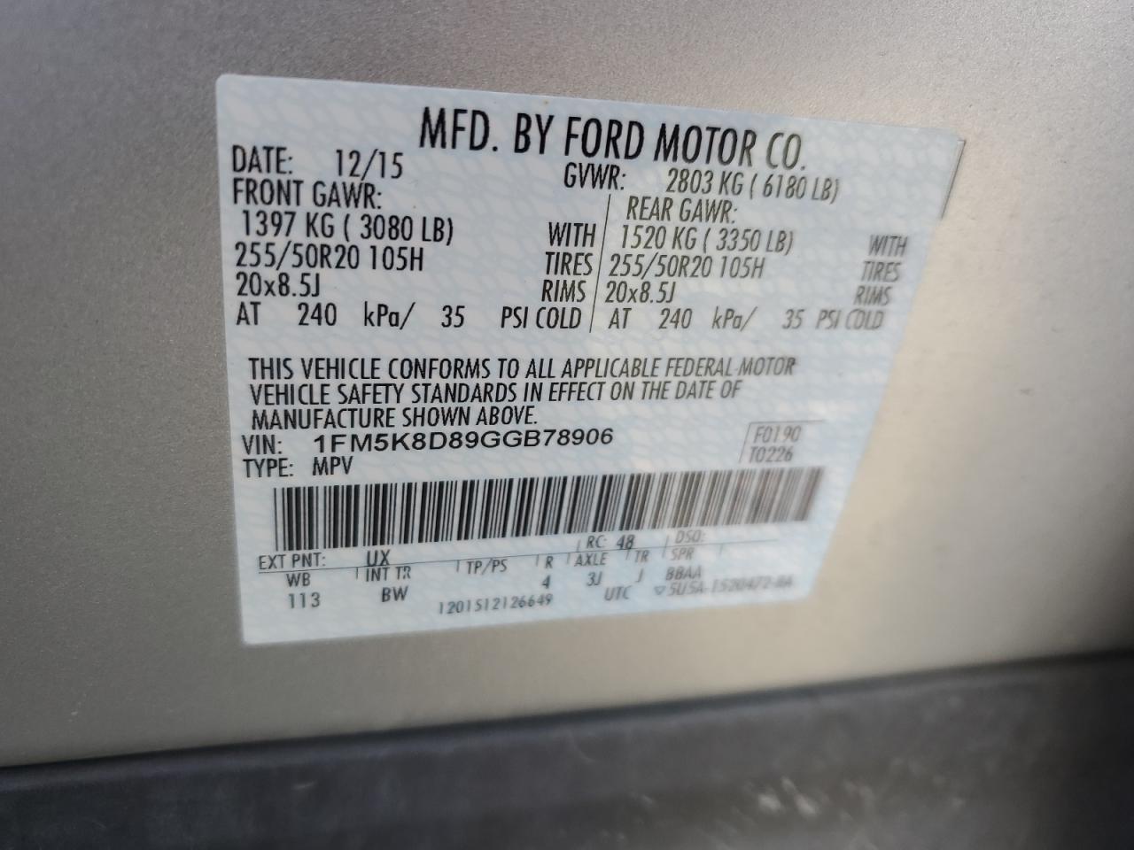 1FM5K8D89GGB78906 2016 FORD EXPLORER - Image 13