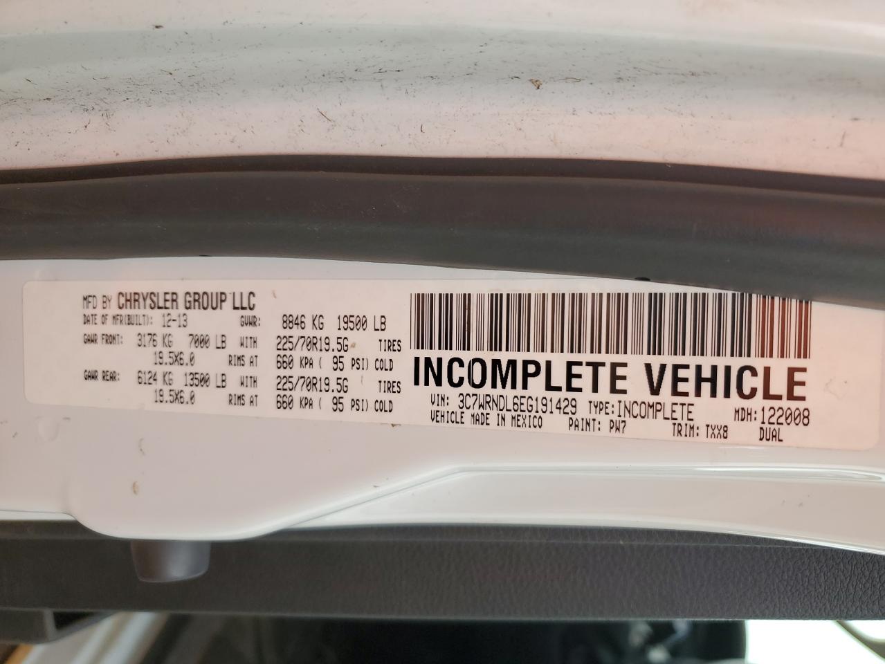 VIN 3C7WRNDL6EG191429 2014 RAM All Models no.12