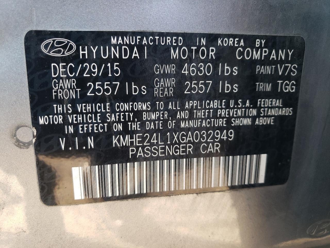 VIN KMHE24L1XGA032949 2016 HYUNDAI SONATA no.13