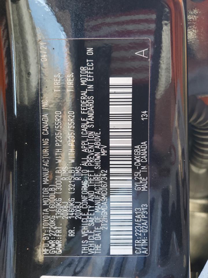 2021 Lexus Rx 450H VIN: 2T2HGMDA9MC067342 Lot: 81159184