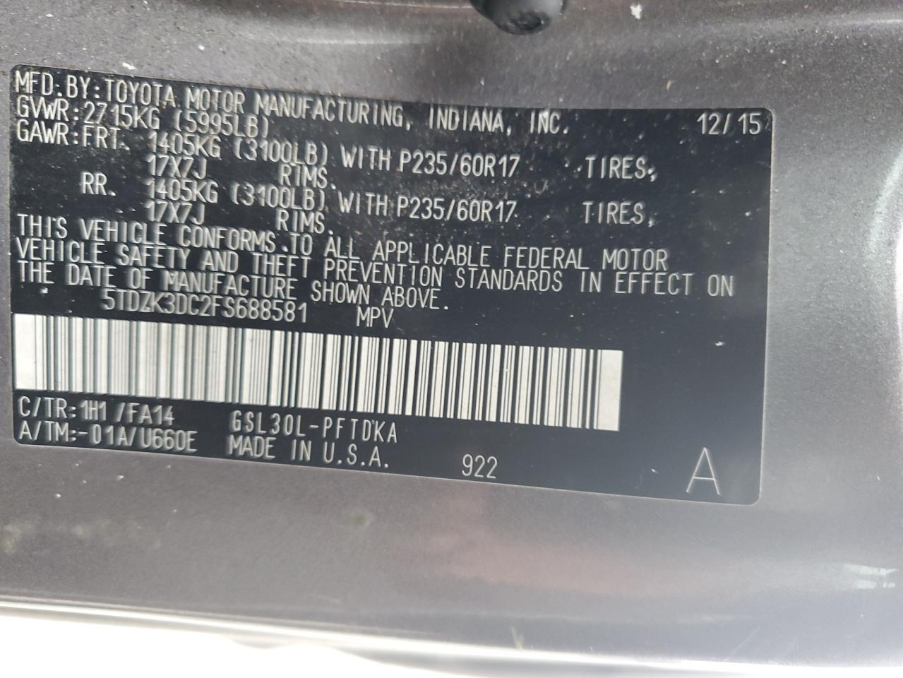 2015 Toyota Sienna - Image 13