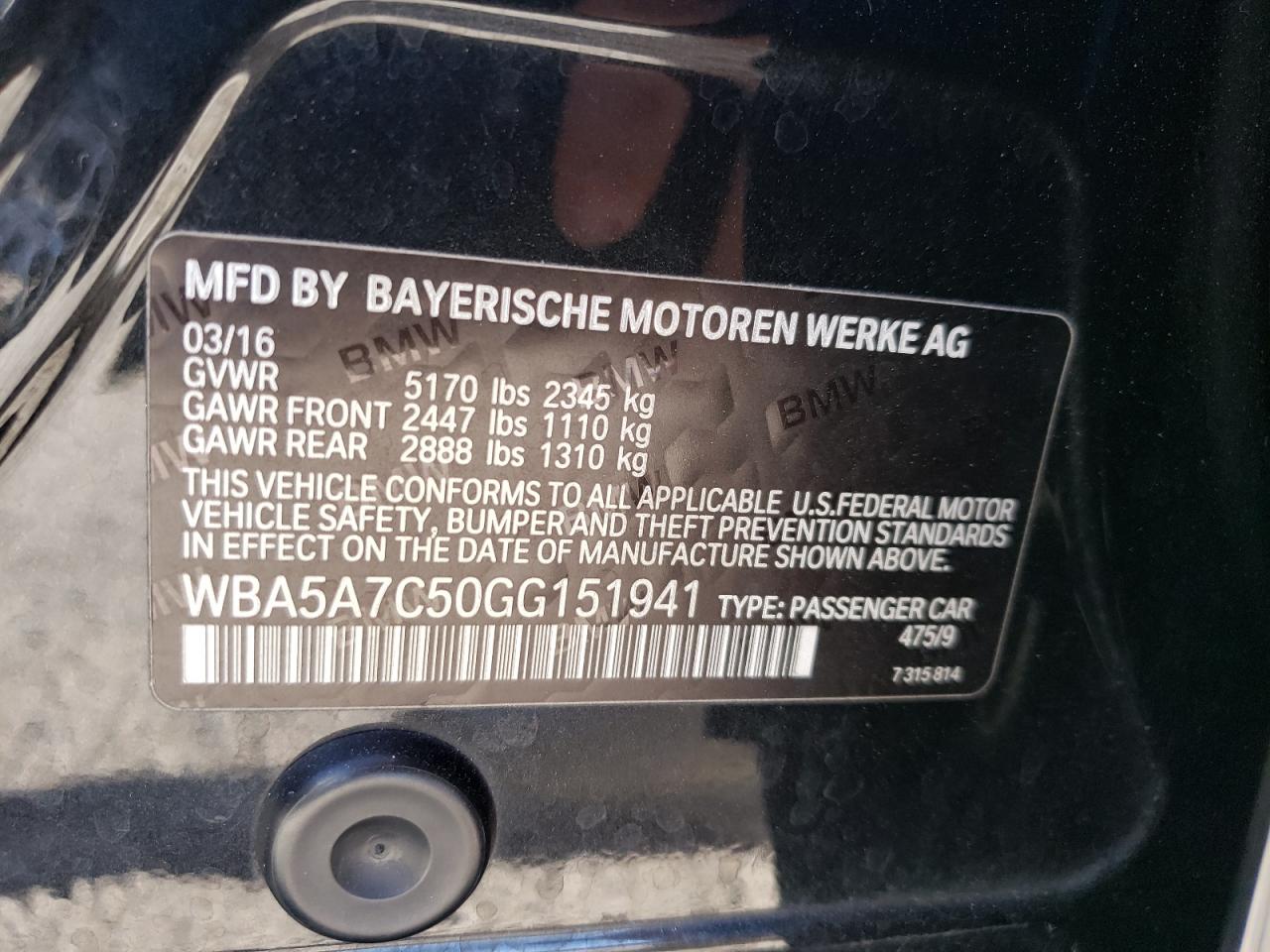 WBA5A7C50GG151941 2016 BMW 5 SERIES - Image 12