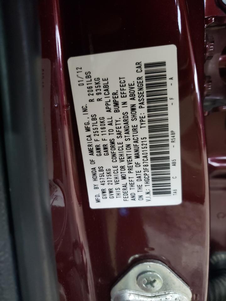 2012 Honda Accord Exl VIN: 1HGCP3F87CA015215 Lot: 79200864