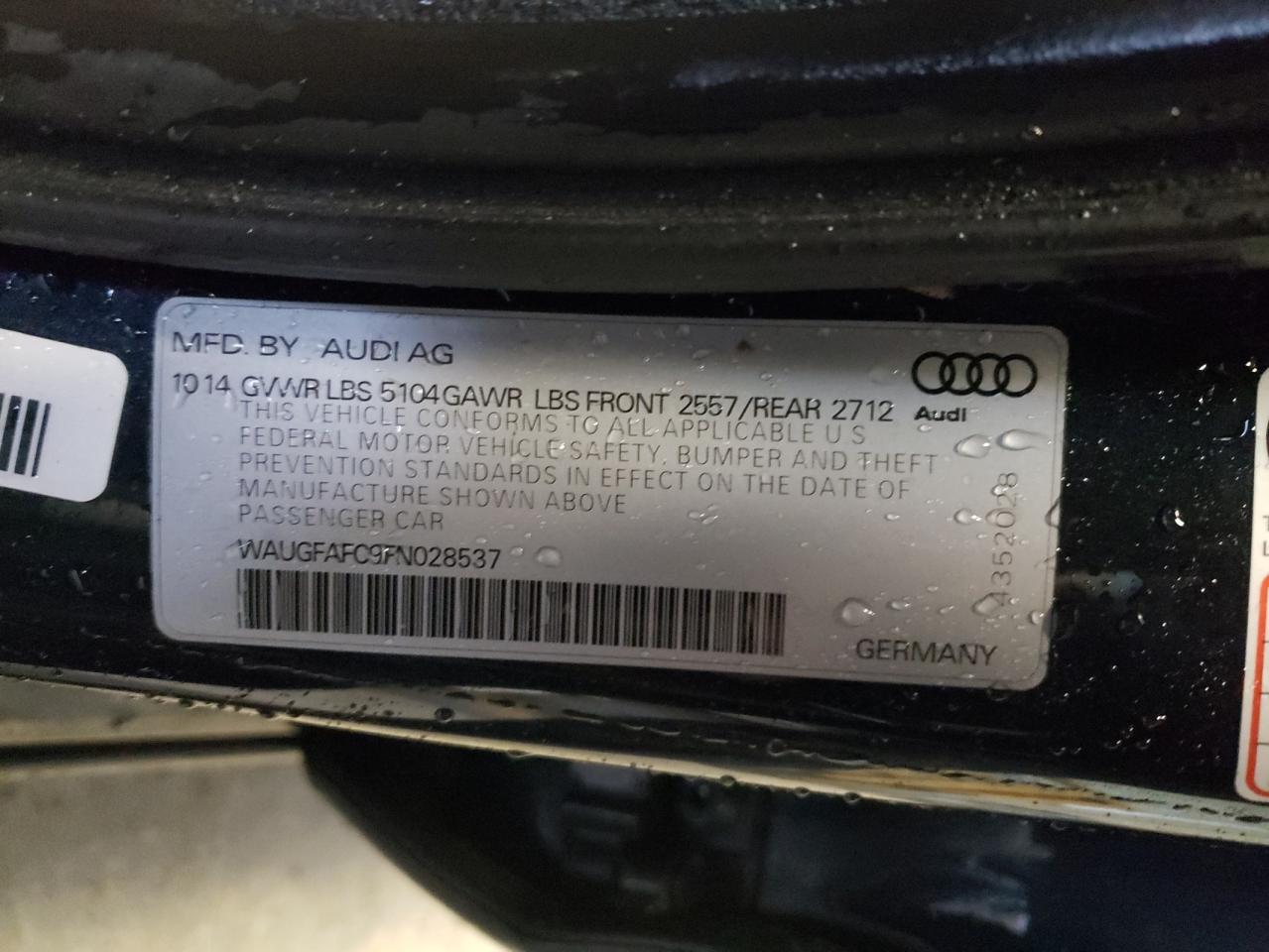 2015 Audi A6 Premium Plus VIN: WAUGFAFC9FN028537 Lot: 80408454