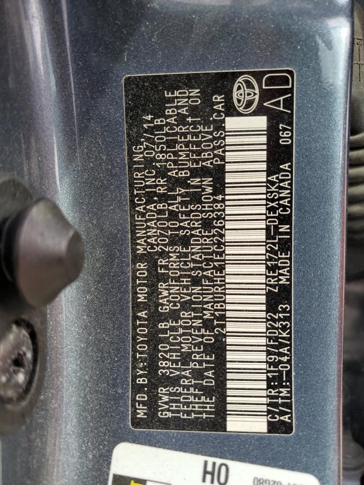 2014 Toyota Corolla L VIN: 2T1BURHE1EC226384 Lot: 80692104