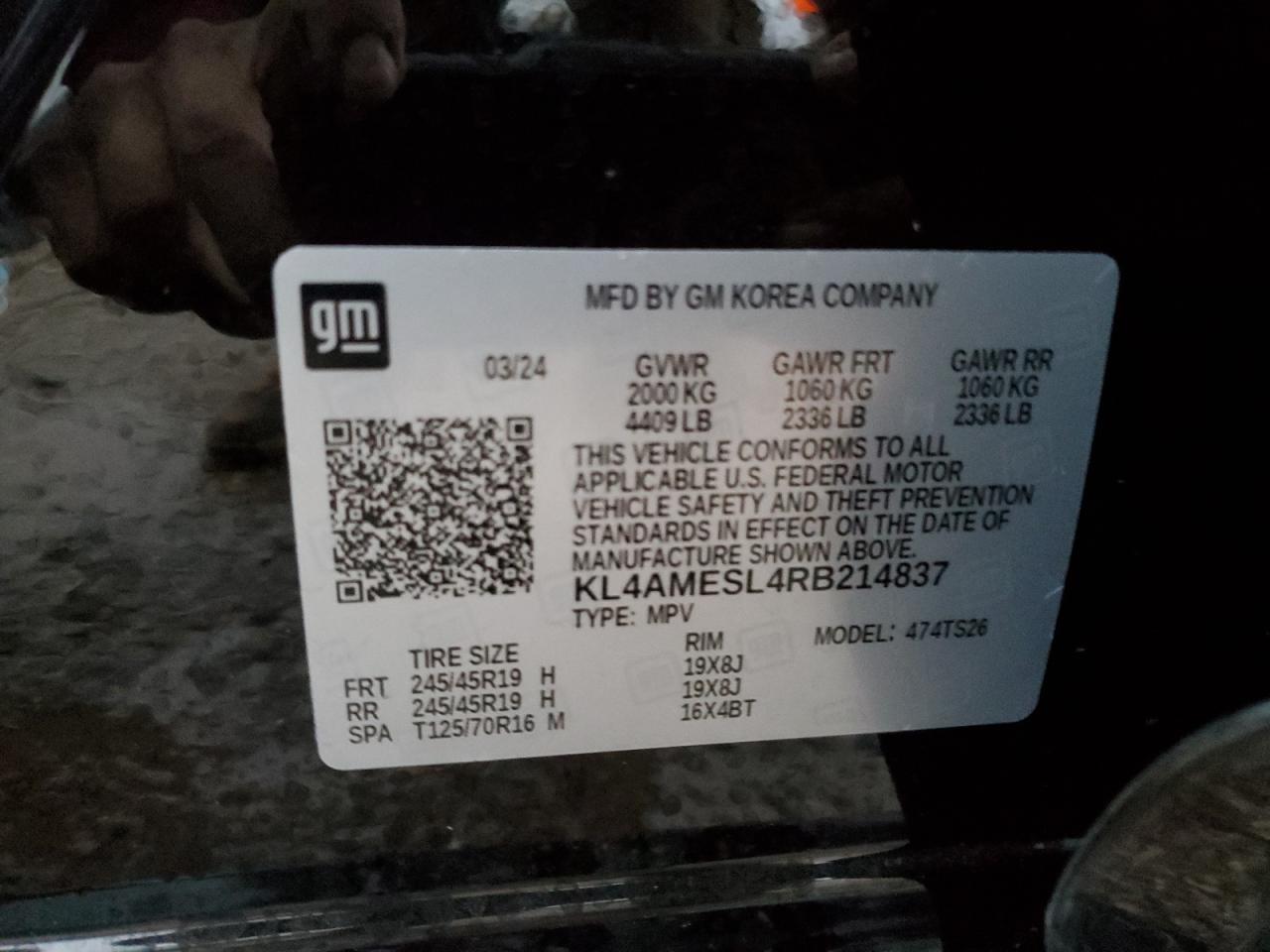 2024 Buick Encore Gx Sport Touring VIN: KL4AMESL4RB214837 Lot: 79027954