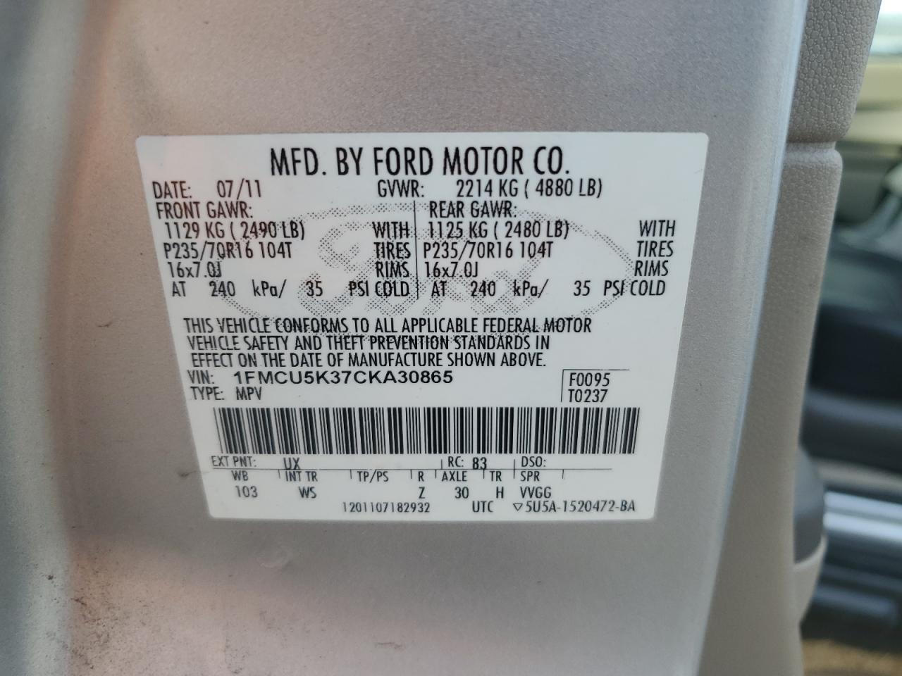 2012 Ford Escape Hybrid VIN: 1FMCU5K37CKA30865 Lot: 79235264