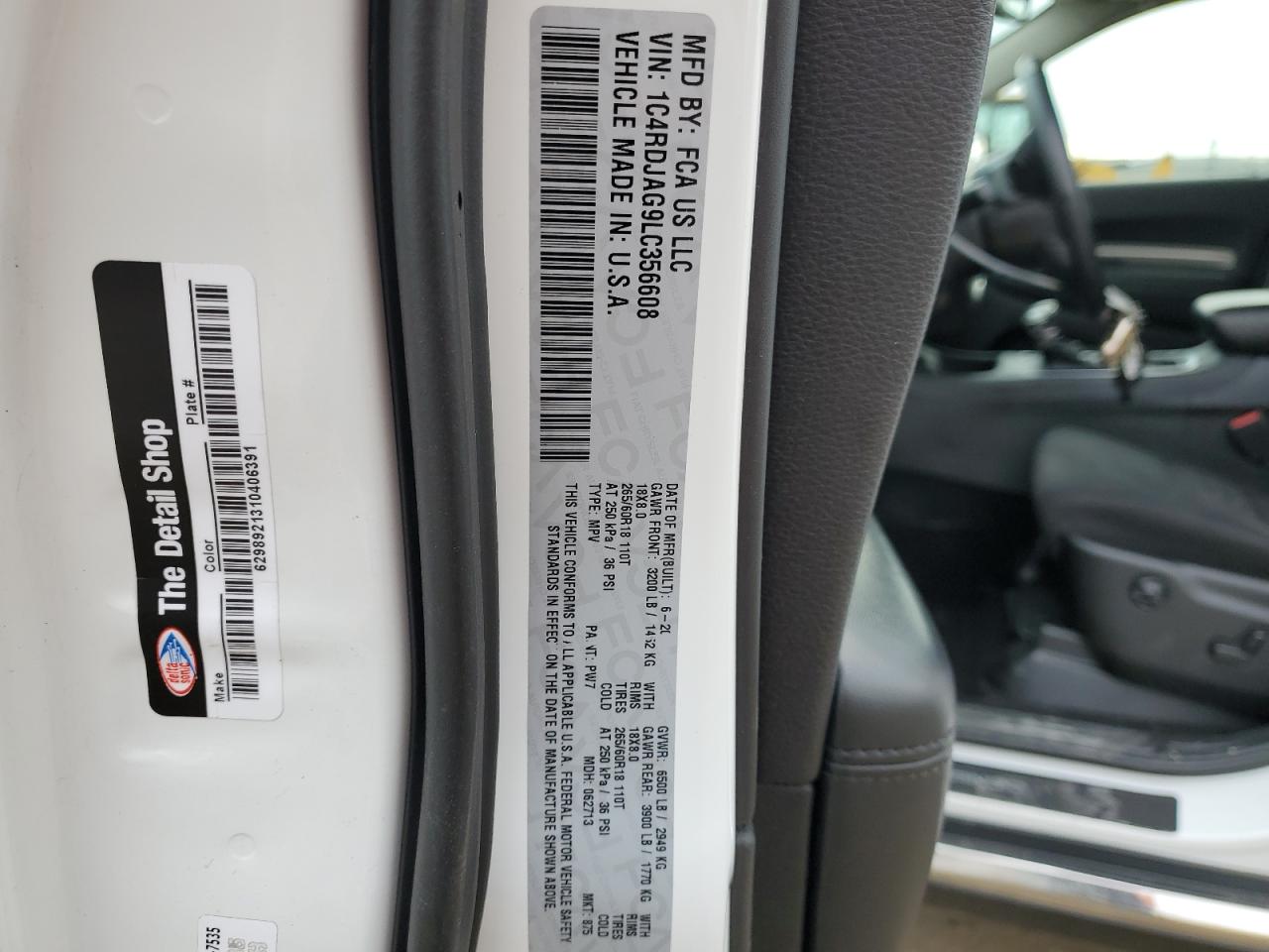 2020 Dodge Durango Sxt VIN: 1C4RDJAG9LC356608 Lot: 81176144